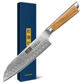 Cuchillo HOSHANHO Santoku Damascus 7 pulgadas hoja afilada para cortes precisos.