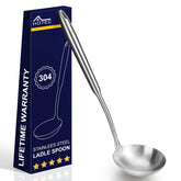 HOTEC cucharón de sopa en acero inoxidable 304, duradero para uso diario en la cocina.