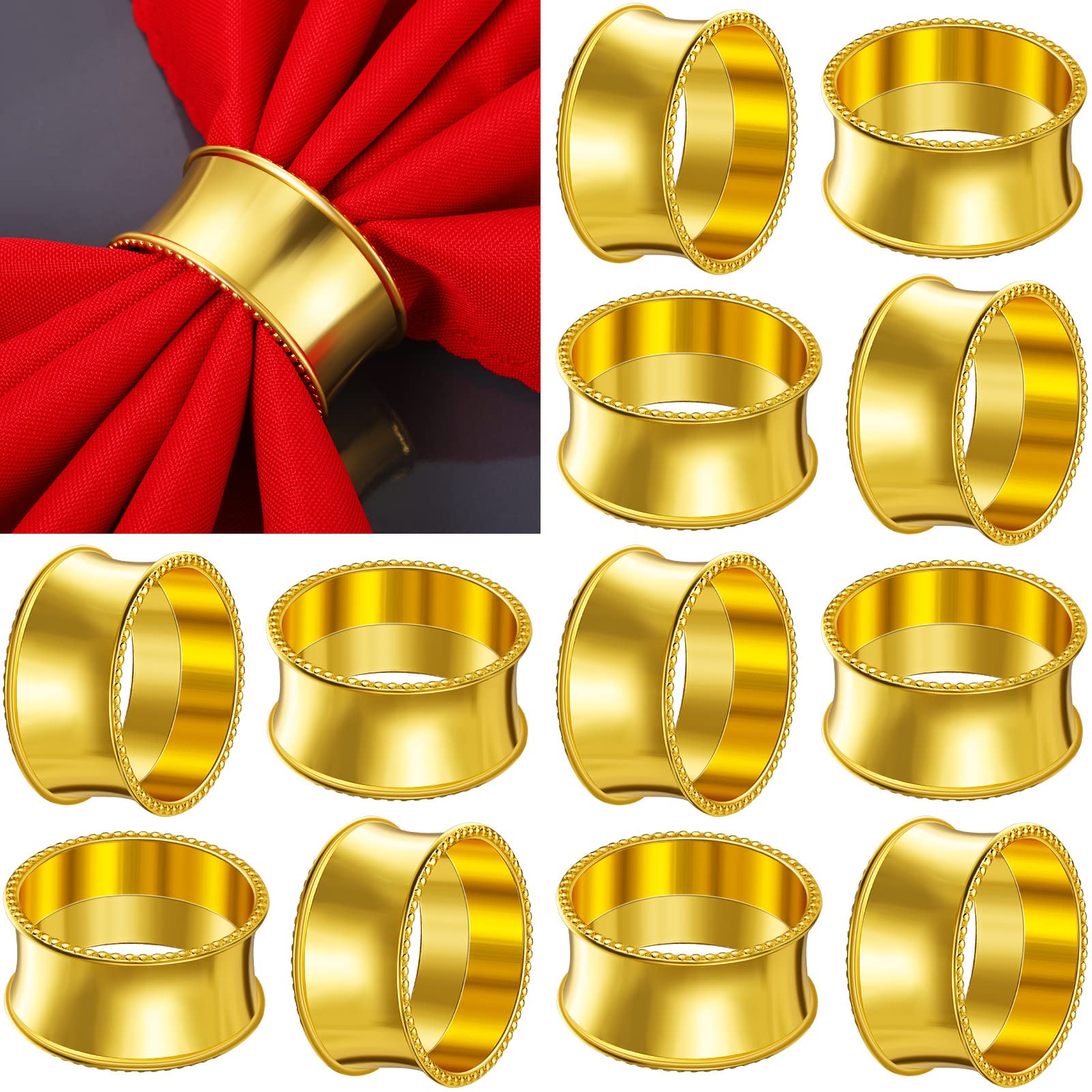 Hotop anillos para servilleta con cuentas doradas, elegancia instantánea en la mesa.