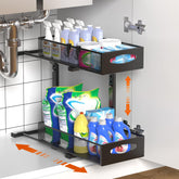 Housolution Organizador bajo fregadero con dos niveles de malla deslizante para acceso rápido
