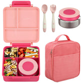 Howeemo bento box para niños con 4 compartimentos, ideal para comidas equilibradas.