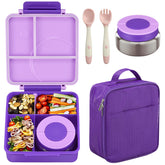 Howeemo conjunto lonchera con cuatro compartimentos para almuerzos escolares y útiles para niños
