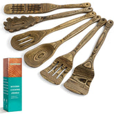 HOWHONG set-utensilios-madera-cocina-6-piezas con acabado granito, ideal para uso diario.