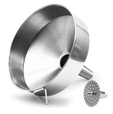 HOXHA embudo grande de acero inoxidable con filtro desmontable para verter sin goteos