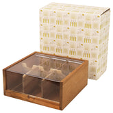 HTB organizador de té en madera de acacia con seis compartimentos