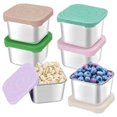 Conjunto de 6 contenedores HTEVW de acero inoxidable de 6 oz para meriendas infantiles, fáciles de llevar.