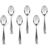Hudson Essentials Bergamo: juego de 6 cucharas demitasse con mango martillado, elegante y duradero.