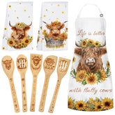 Delantal ajustable HUFAND con diseño vaca Highland, cómodo para cocinar