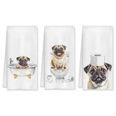 HUGANE: toallas de cocina pug decorativas para embellecer la encimera y secar platos.