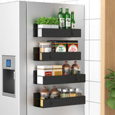 HuggieGems organizador magnético negro para refrigerador, especias al alcance.