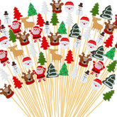 Pinchos Hushee con diseño de árbol navideño para decorar aperitivos.