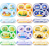 Plato Hushee dividido con tema dinosaurio, ideal para comidas equilibradas en familia.