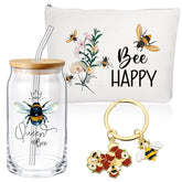 Hushee taza de vidrio con tapa abeja, ideal para bebidas frías o calientes.