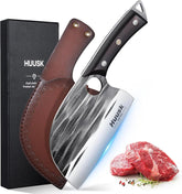 Huusk Cuchillo Chef Serbio Mejorado, hoja afilada para cortar carne con precisión.