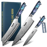 Huusk juego de cuchillos japoneses 3 piezas con funda, preparación versátil.