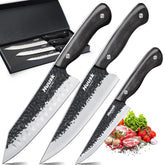 Conjunto Huusk: cuchillos japoneses con hoja destacada para cortes precisos.