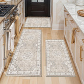 HY HAO YUN LAI alfombras cocina tres piezas beige, protección suave de suelos.