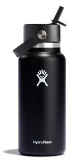 Hydro Flask 32 oz con boca ancha en negro, ideal para bebidas frías duraderas.