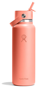 Hydro Flask 40 onzas con boca ancha y tapa flex, color Sunglow, perfecto para beber en movimiento.