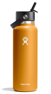 Hydro Flask botella 40 onzas marrón fósil con tapa de pajita flexible para hidratación diaria