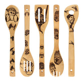 HYGNN Star Wars: juego de cucharas de madera quemada, vista general para cocinar y servir.