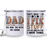 Taza Hyturtle para papá con tapa y cuchara, ideal para café caliente en casa.