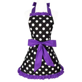 Hyzrz delantal retro negro con lunares, perfecto para cocinar con estilo en casa.