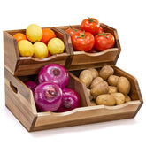 ICOHOT contenedor almacen acacia grande, ideal para papas y cebollas con acceso fácil.