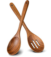 ICSTI cucharas de madera teca gruesas, ideales para mezclar y servir sin rayar.