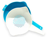 Tupperware Escurridores 1 Qt y 2 Qt – Conjunto de Coladores con Asa (Blanco y Azul)