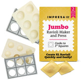 IMPRESA Jumbo Ravioli Maker para 12 raviolis, facilita porciones uniformes de masa