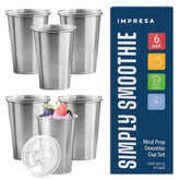 Vasos para smoothie IMPRESA con tapa deslizante, anti-derrame para viaje diario.