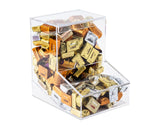 Inevibe Dispensador de dulces acrílico frente, ideal para aperitivos rápidos en la oficina.