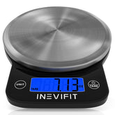 INEVIFIT balanza de cocina en acero inoxidable con lectura precisa para porciones.