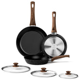 Innerwell conjunto de sartenes 3 piezas con tapas en uso diario.