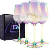 IOV copas de vino blanco, conjunto de 4, ideales para degustaciones diarias.