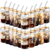 Vaso en lata Irenare de 16 oz con tapa de bambú y pajilla para bebidas