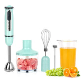 ISILER licuadora de mano 5-en-1 500W, versátil para batir, mezclar y triturar