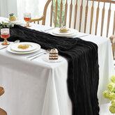 IVAPUPU mantel de gasa negro 10ft sobre mesa, aspecto elegante y bohemio.