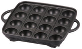 Iwatani Takoyaki Grill Pan Mediano Negro, vista general para cocción estable en estufa.