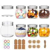 Jaisie.W mason jar 8oz con tapas y aros plateados para almacenamiento ordenado.