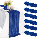 Camino de mesa JALANCY gasa azul real 35x120 para vestir mesas con estilo.