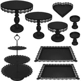 JALANCY conjunto de 9 bandejas tarta de tres niveles para exhibir postres con estilo.