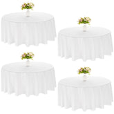Mantel redondo blanco de JALANCY para mesas de 108 pulgadas, ideal para bodas.