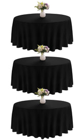 Mantel redondo negro de JALANCY; protege la mesa y crea un ambiente elegante.