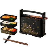 JapanBargain 1951: bento de tres niveles con flor de cerezo para almuerzos organizados.