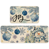 JarThenaAMCS muñeco de nieve: alfombra de cocina azul para bienvenida festiva.