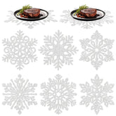 JarThenaAMCS manteles navidad con copos de nieve brillantes para decorar la mesa