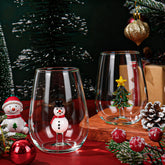 JarThenaAMCS vaso sin tallo con árbol de Navidad 3D para fiestas