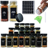JARXSUN jarras de especias cuadradas con tapas negras para un aspecto ordenado